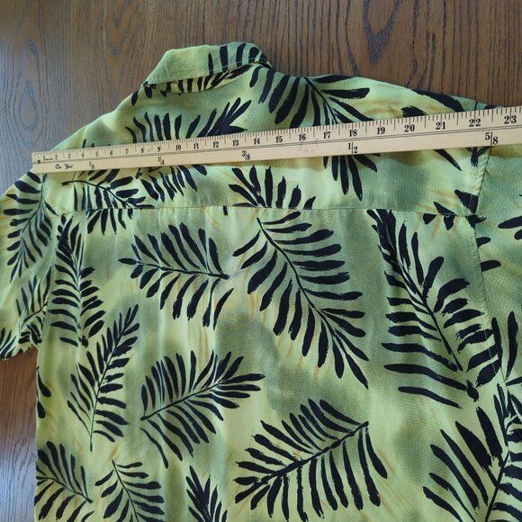 Inserch Mens Green Black Men's Shirt Sz XL Leaf Pattern Button-Up Short Sleeve - Picture 13 of 14